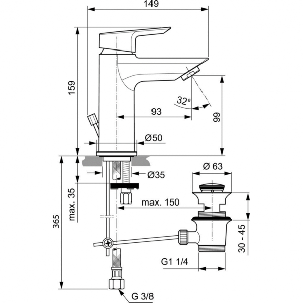 Смеситель для раковины Ideal Standard TESI A6555AA фото