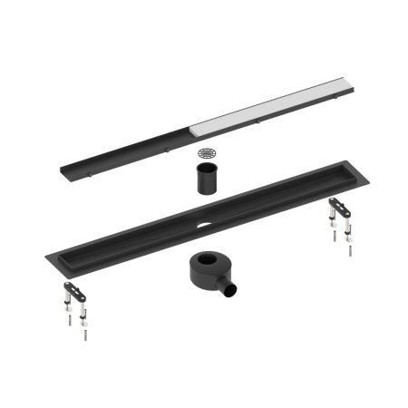 Душевой лоток Timo Drain System 90 DS230209/03 с двусторонней панелью под плитку, цвет черный матовый фото