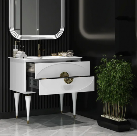 Мебель для ванной Smile Ибица 90 белый/золото фото