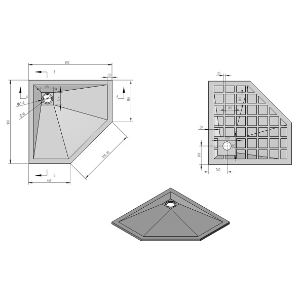 Поддон для душа Vincea VST-4SP1010A 100x100 антрацит фото
