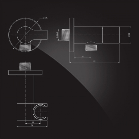 Держатель ручного душа с подключением душевого шланга Elghansa Unit WS-9K фото