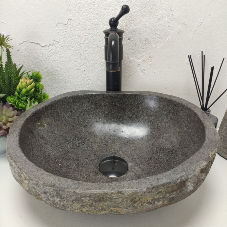 Накладная раковина из речного камня RS01524 (42*37*14) 40B фото