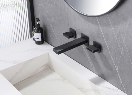 Настенный смеситель для раковины Abber Daheim AF82122B черный матовый фото