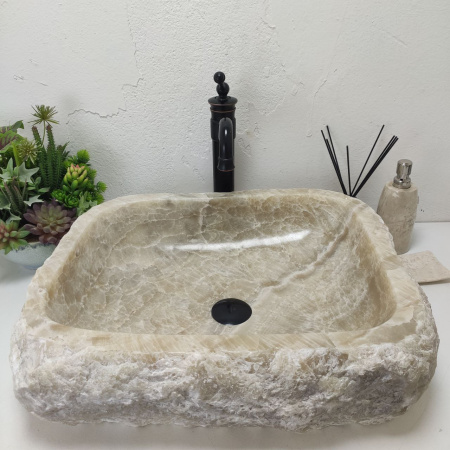 Накладная раковина из оникса Erozy Grey EO-01549 (57*49*15) фото