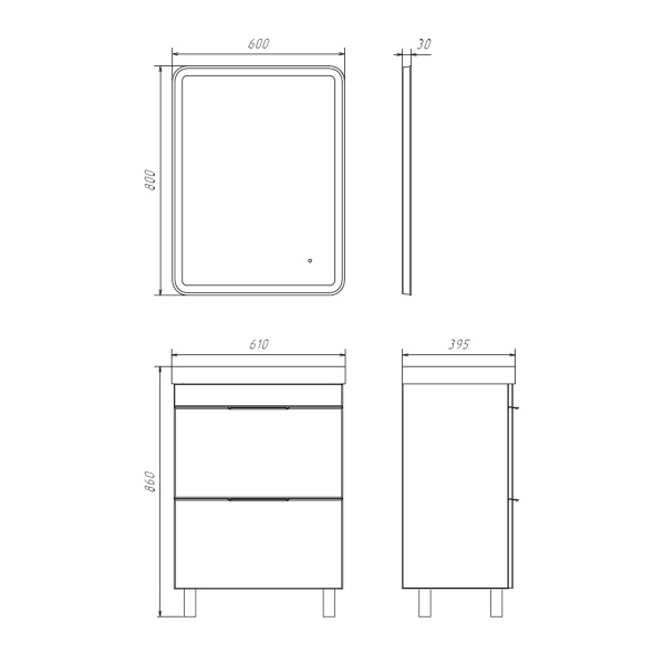 Тумба с раковиной Comforty Кама 60Н 00-00018648 белая глянцевая фото