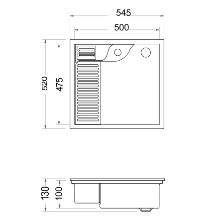 Раковина на стиральную машину встраиваемая снизу Abber Rechteck AC2224L фото