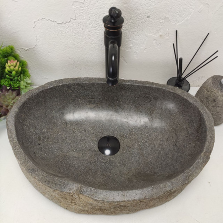 Накладная раковина из речного камня RS01484 (56*37*15) фото