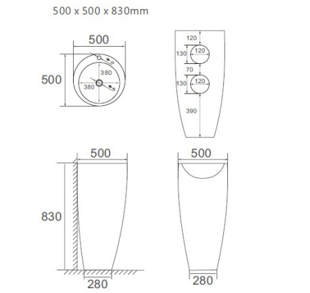 Раковина напольная CeramaLux N B133MВ черная матовая фото