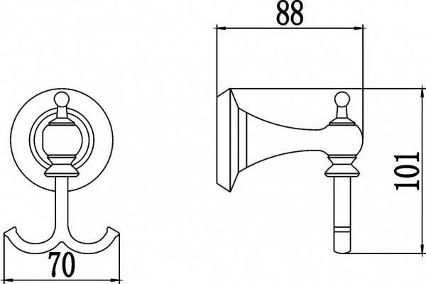 Крючок для ванной двойной Savol 69 S-006954 фото