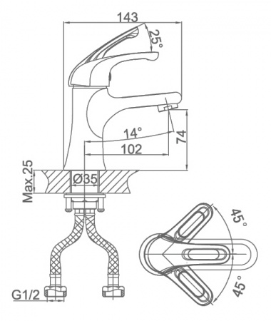 Смеситель для раковины D&K Eucharius Rhein DA1372141 фото