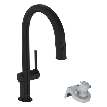 Смеситель для кухни с подключением к фильтру Hansgrohe Aqittura 76803670 черный матовый фото