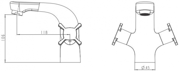 Смеситель для раковины двухвентильный Kaiser Cuatro 58011 фото