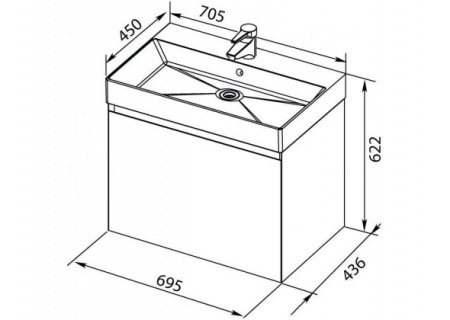 Тумба с раковиной Aquanet Йорк 70 00212592 фото