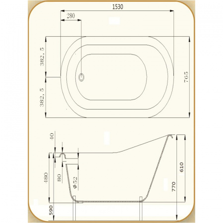 Чугунная ванна Magliezza Beatrice Wh 153x76 на ножках фото