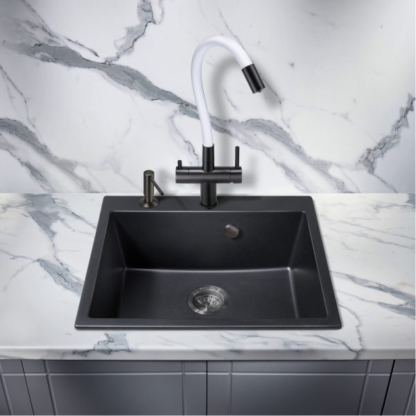 Смеситель для кухни под фильтр Milacio Ultra Naron MCU.560.TBW черный фото