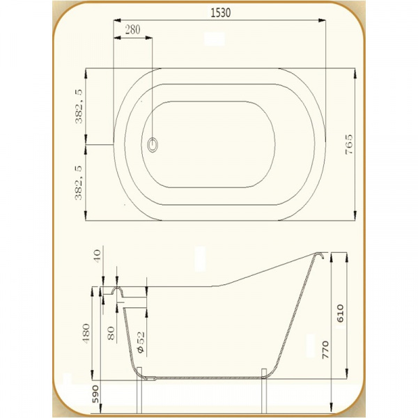 Чугунная ванна Magliezza Beatrice Wh 153x76 на ножках фото
