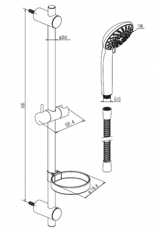 Душевой гарнитур Damixa Space Plus 760100200 фото