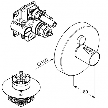 Термостат для душа встраиваемый Kludi Push 388020538 фото