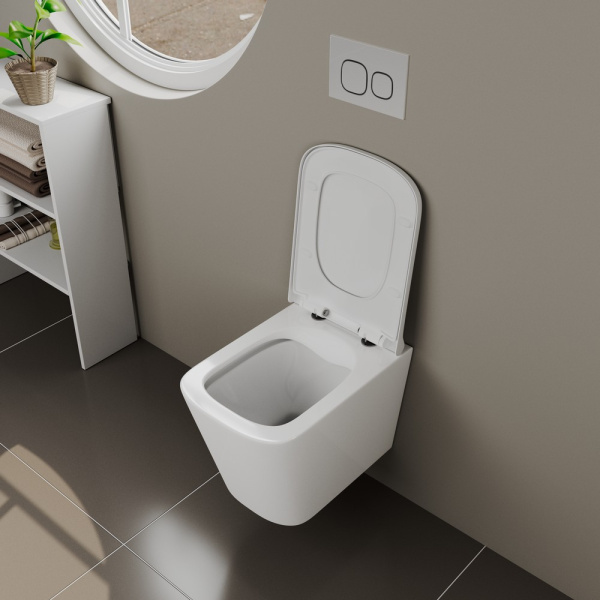 Безободковый подвесной унитаз D&K Berlin DT1436016 с микролифтом фото