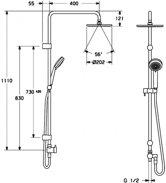 Душевая система (стойка) Hansa Viva 44180200 фото