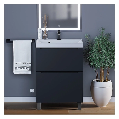 Тумба под раковину напольная Uperwood Tanos 60 291120331 черная матовая фото