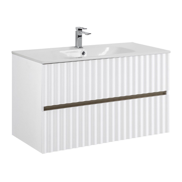 Тумба под раковину Art&Max Elegant AM-ELEGANT-1000-2C-SO-BM-LED белая матовая / с подсветкой фото