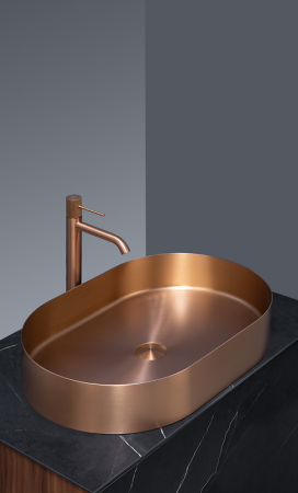 Накладная раковина из нержавеющей стали AltroBagno Eterno 001027RaSp матовая медь фото