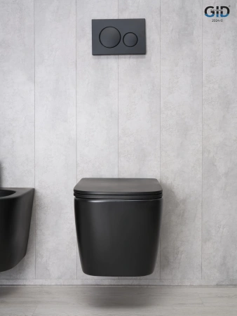 Подвесной унитаз безободковый GID Tr2140Bm 62255Y черный матовый, с сиденьем фото