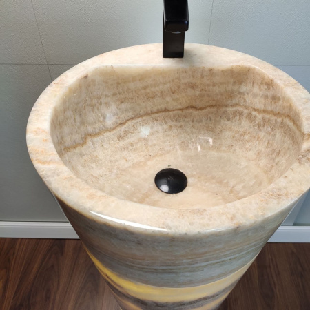 Раковина напольная из оникса Yellow ON-01346 (45*45*90) фото