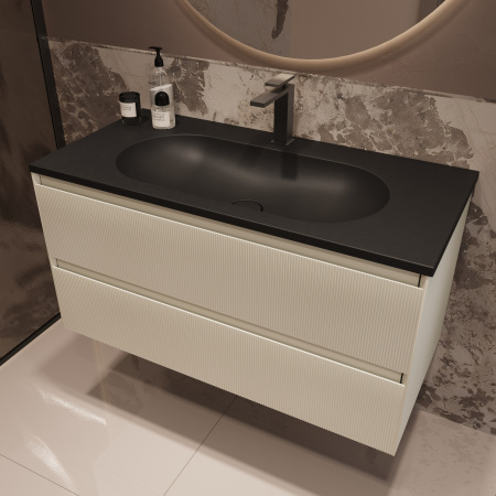 Тумба под раковину Vincea Welle 100 VMC-2WL100MBG M.Beige Soft-touch фото