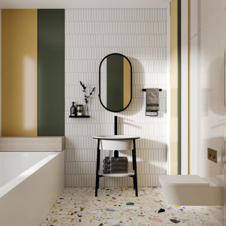 Консоль с керамической раковиной Abber Bequem AC2131MW белая матовая фото