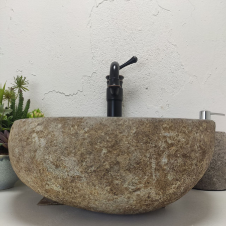 Накладная раковина из речного камня RS01486 (42*33*16) фото