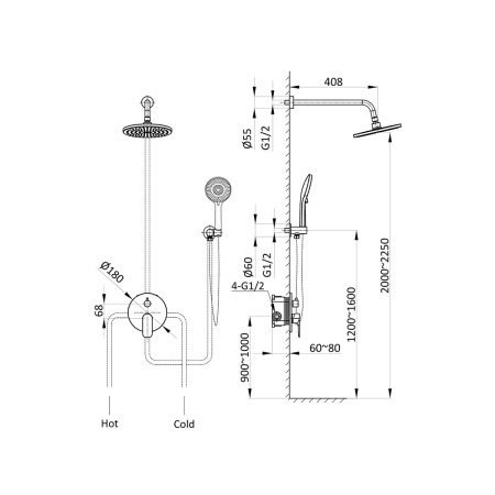 Душевая система скрытого монтажа Vincea Desire VSFW-1D1MB черная матовая фото