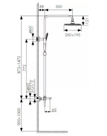 Душевая система (стойка) Kaiser Cezar 05182-2 черная матовая фото