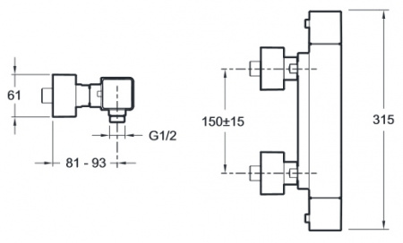 Термостатический смеситель для душа Jacob Delafon Strayt E9096-CP фото