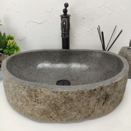 Накладная раковина из речного камня RS01484 (56*37*15) фото