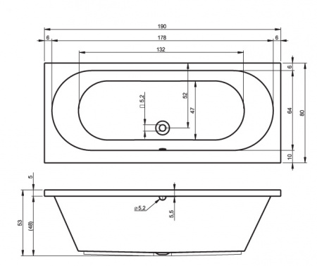 Акриловая ванна Riho Carolina BB5500500000000 190х80 фото