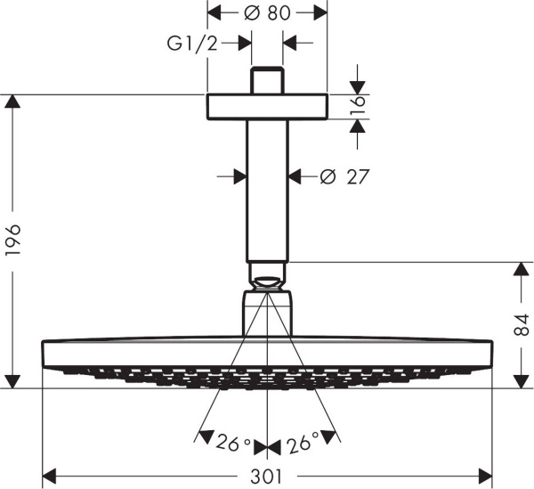 Верхний тропический душ Hansgrohe Raindance Select S300 2jet 27337400 фото