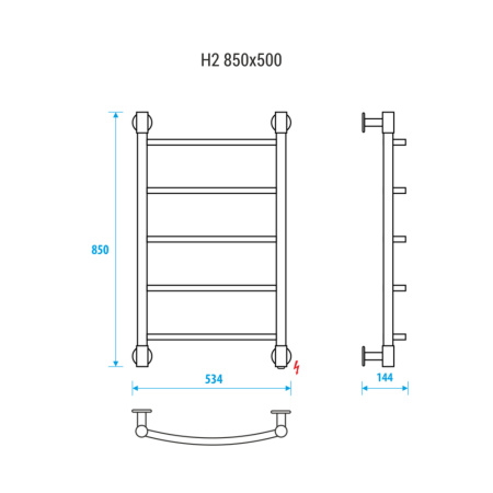 Электрический полотенцесушитель Energy H2 EETR0000H2855000000 85x50 фото