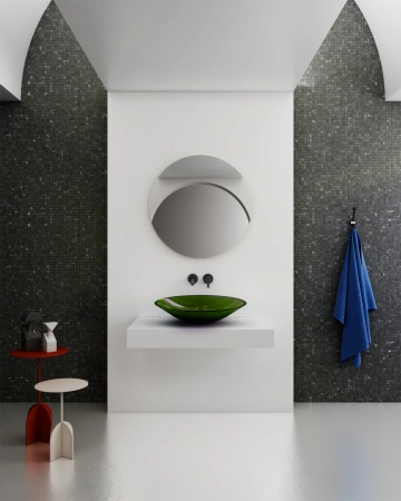 Накладная раковина Abber Kristall AT2812Emerald 53x42 зеленая фото