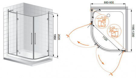 Душевой уголок Cezares Retro RETRO-RH-2-120/90-CP-G 120х90 золото фото