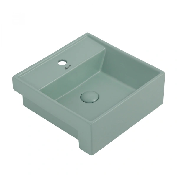 Раковина полувстраиваемая Abber Rechteck AC2208MCG 41x41 зеленая матовая фото