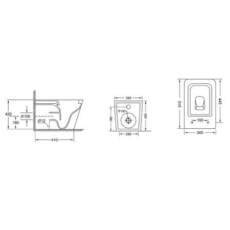 Приставной унитаз безободковый Abber Rechteck AC1211 с сиденьем фото