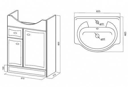 Тумба под раковину Am.Pm Bourgeois M65FSX0653WG64 65 см фото