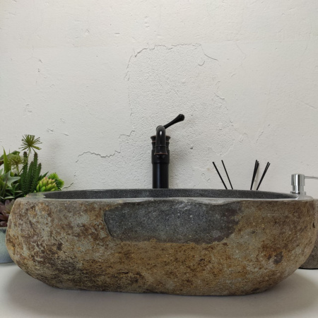 Накладная раковина из речного камня RS01521 (57*43*16) C4 фото