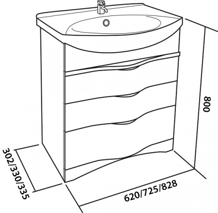 Тумба напольная Bas Опера с раковиной Dreja Лагуна 65 см фото