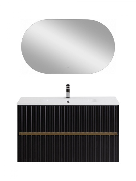Тумба под раковину Art&Max Elegant AM-ELEGANT-1000-2C-SO-NM-LED черная матовая / с подсветкой фото