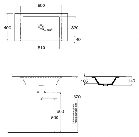 Раковина Azzurra Thin THI60/SP bi фото