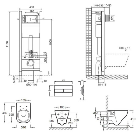 Комплект унитаза с инсталляцией Jacob Delafon Struktura E21771RU-00 с сиденьем фото