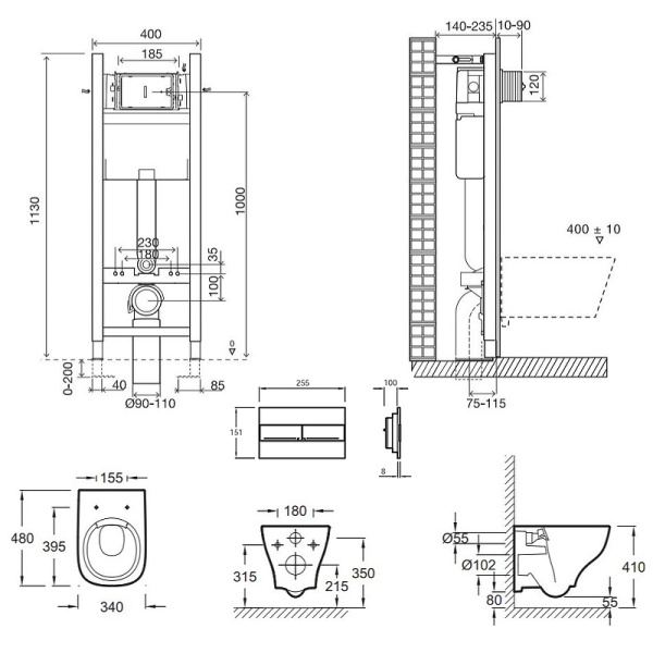 Комплект унитаза с инсталляцией Jacob Delafon Struktura E21771RU-00 с сиденьем фото